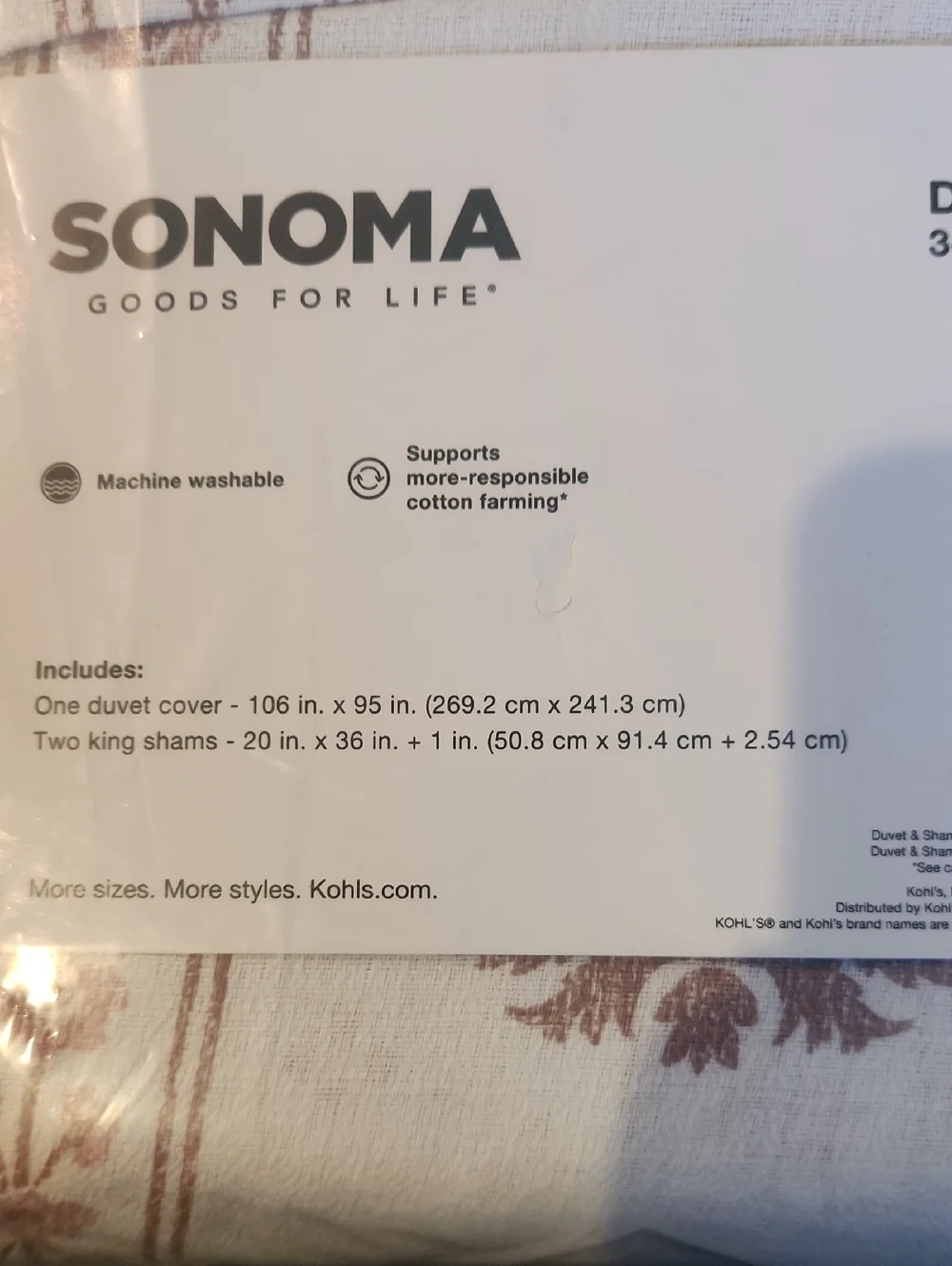 SONOMA King Duvet Cover Set - Cream with Blush Floral Pattern New in Bag